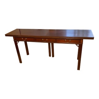 1990s Baker Furniture Company Inlaid Mahogany Long Sofa or Expandable Console Table For Sale