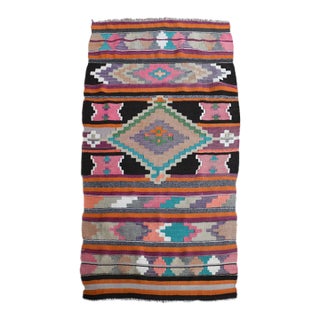 1970s Vintage Handmade Wool Cotton Turkish Multicolor Runner Rug For Sale