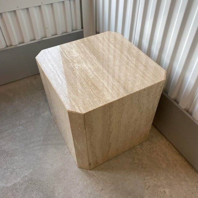 Roche Bobois Vintage Travertine Cube Octagonal Table For Sale - Image 4 of 12