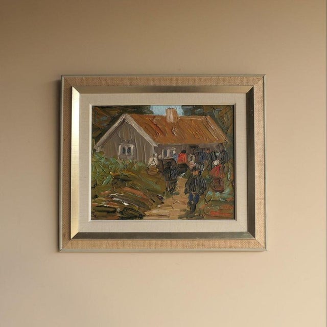 Brown Impasto Village, Painting on Canvas, Framed For Sale - Image 8 of 8