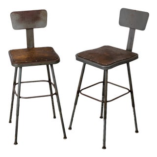 Mid 20th Century Industrial Lab Stools - a Pair For Sale