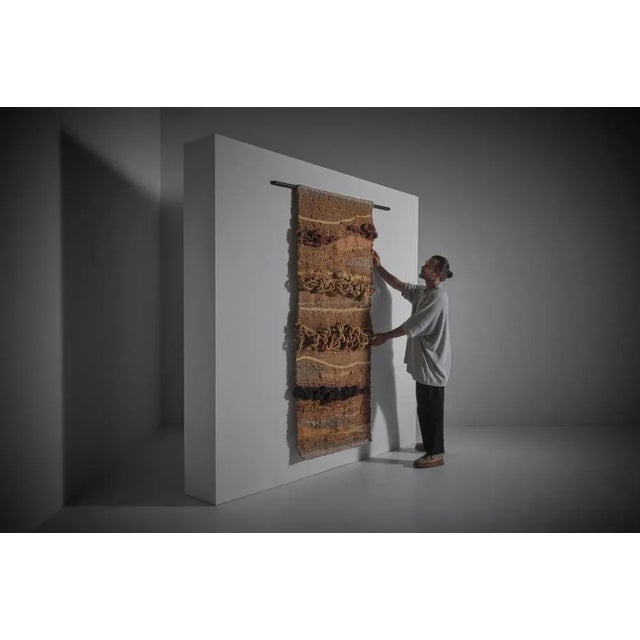 Hand Woven Textured Wall Tapestry, Belgium, 1970s For Sale - Image 6 of 11