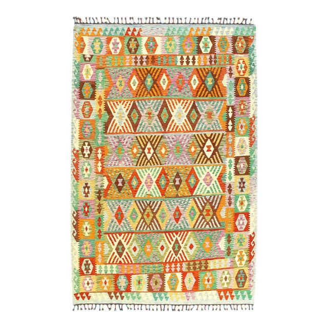 2020s Kilim Handspun Flat Weave Wool Rug For Sale