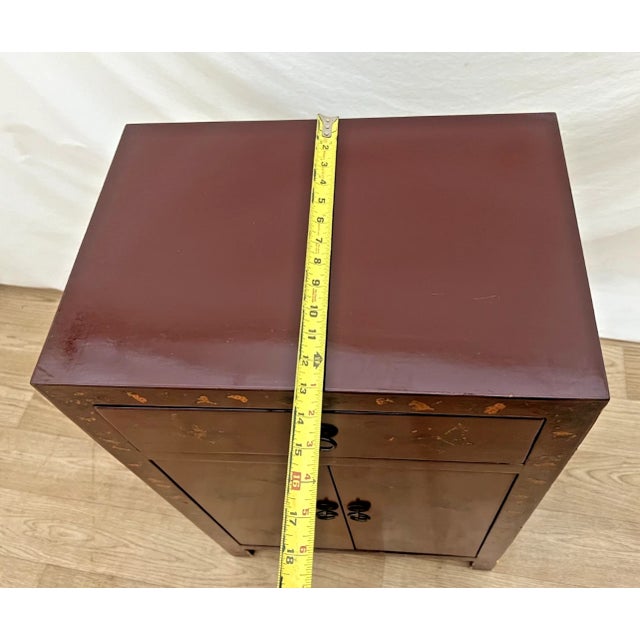 1960s Mid Century Chinese Console Cabinet One Drawer Chinoiserie Hand Painted For Sale - Image 10 of 12