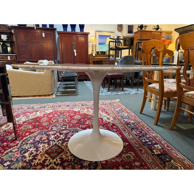 Interior Icons Tulip Table With Carrera Tabletop For Sale - Image 11 of 12