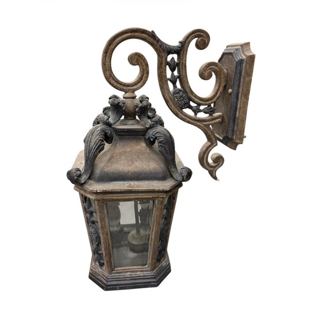 Vintage English Neoclassical Wall Lantern - Cast Aluminum For Sale - Image 4 of 9