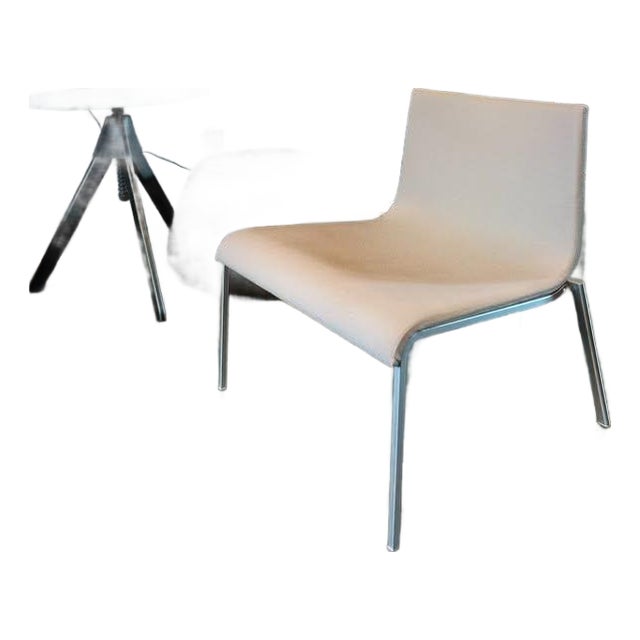 Minimal Modern Pascal Morgue for Ligne Roset Gray Wool Zoa Lounge Chair For Sale