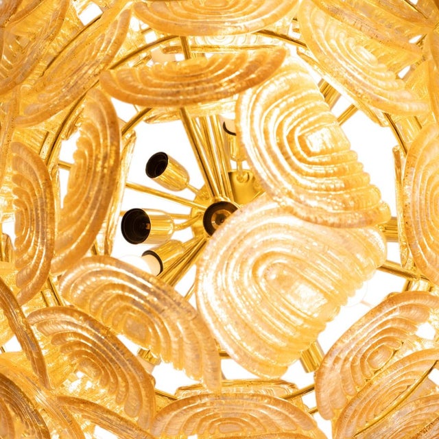 Mid-Century Modern Art Deco Golden Lobe Pendant Lamp, 1960s For Sale - Image 3 of 8