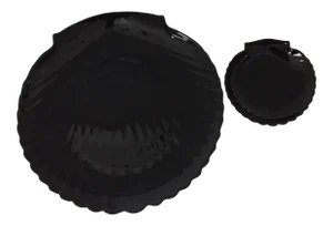 70s Arcoroc French Deco Jet Black Glass Clamshell Dinnerware Set- 24 Pieces