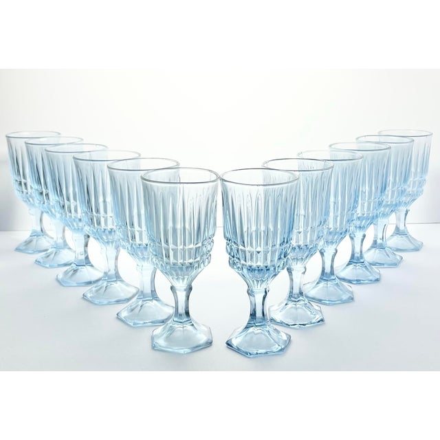 American 1980s Fostoria “Heritage (Blue)” Set of 12 Wine Glasses For Sale - Image 3 of 6