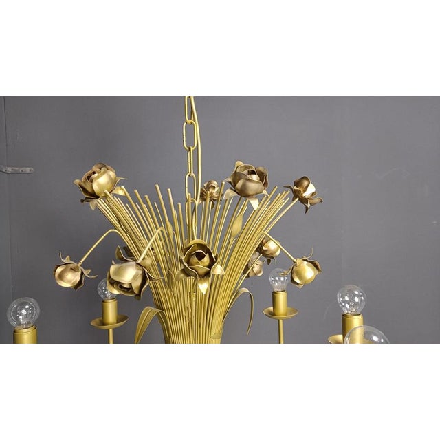 Metal Vintage Metal Flower Chandelier, 1980s For Sale - Image 7 of 12