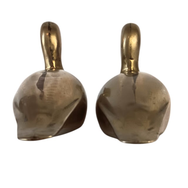 Brass Pair of Vintage Brass Duck Decoy Figurines or Bookends 9" For Sale - Image 8 of 14