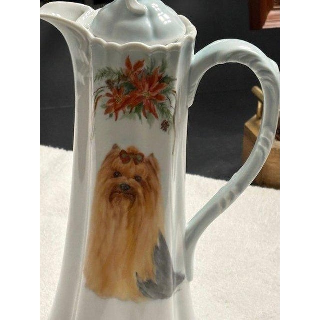 Yorkshire Terrier Hand-Painted Porcelain Chocolate Pot-Best of Breed Award For Sale In Philadelphia - Image 6 of 8