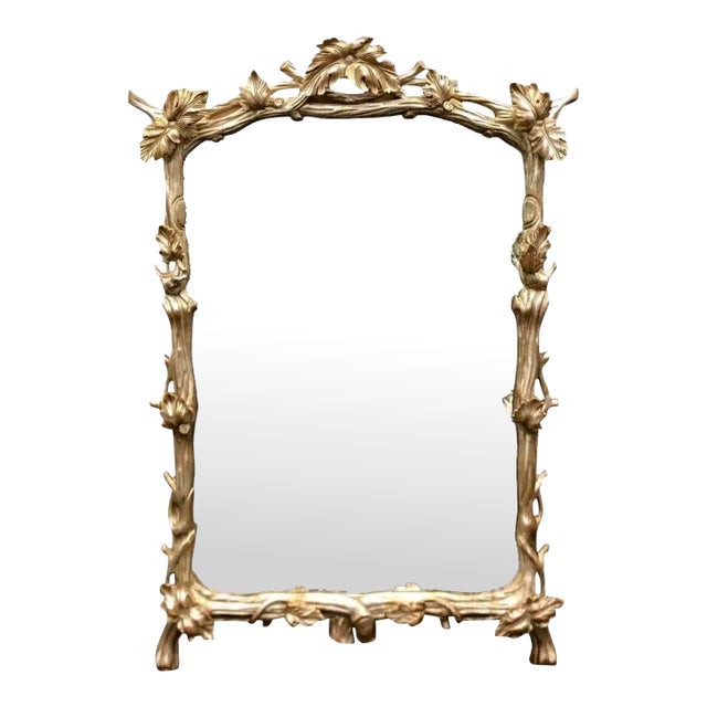 18th C Style Regency White Gold Giltwood Designer Twig Mirror For Sale