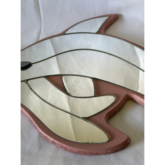 Wood Vintage 1980s Monumental Coastal Trim Dolphin Wall Mirror For Sale - Image 7 of 10