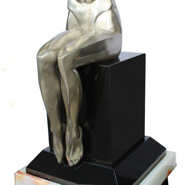 Art Deco Silver Finished Bronze "Wings of the Republic" Female Angel