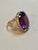 27 Carat Oval Amethyst Cocktail Ring in 14 Karat Yellow Gold, Size 5.5 For Sale - Image 4 of 8