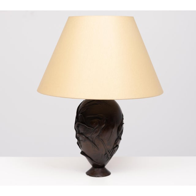 Brown Antique Japanese Bronze Lamp, 1900 For Sale - Image 8 of 8