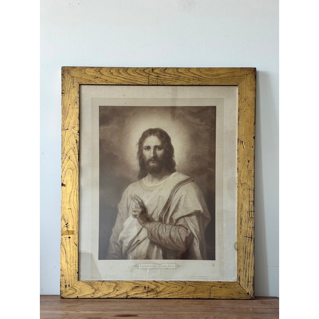 Late 19th to early 20th century framed devotional print after Heinrich Hofmann depicting Christ, retaining its original...