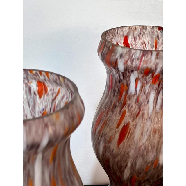French Art Deco Marbled Glass Vases, 1930, Set of 2 For Sale - Image 6 of 9
