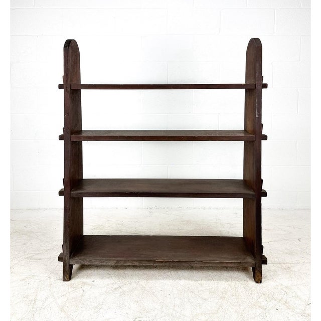 Antique American Fumed Oak Mission Arts and Crafts Four Shelf Book Stand. Ca. first quarter 20thC.