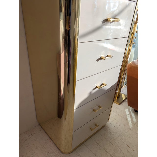 Metal Vintage Ello Style White and Gold Drawer Cabinet, 1980s For Sale - Image 7 of 13