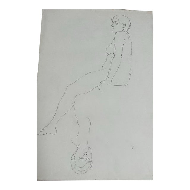 1970’s Original Abstract Expressionist Female Nude Study Drawing For Sale