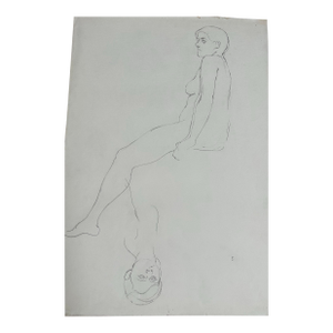 1970’s Original Abstract Expressionist Female Nude Study Drawing