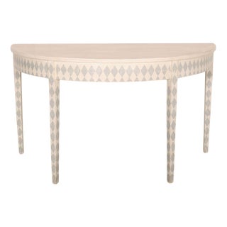 Swedish Painted Demi-Lune Console Table For Sale