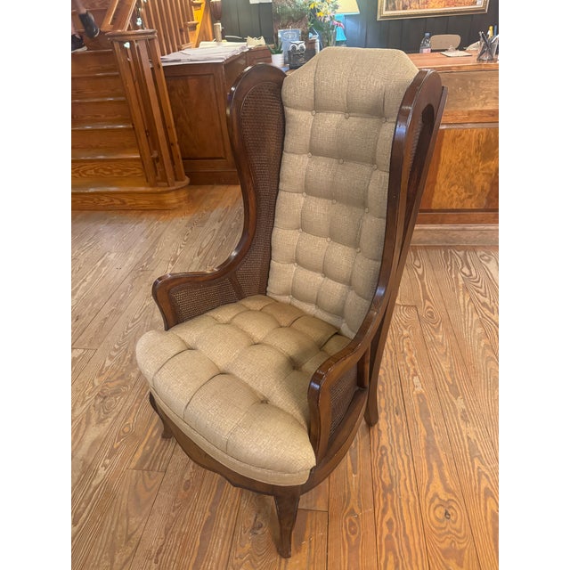 Vintage MCM Lewittes Cane Wingback For Sale - Image 11 of 12