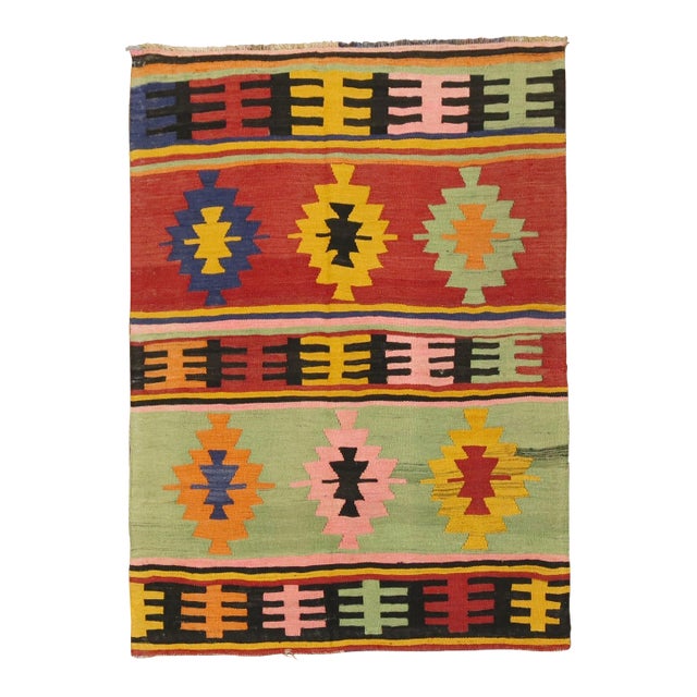 20th Century Zabihi Collection Primitive Turkish Kilim - 2'3" x 3'10" For Sale