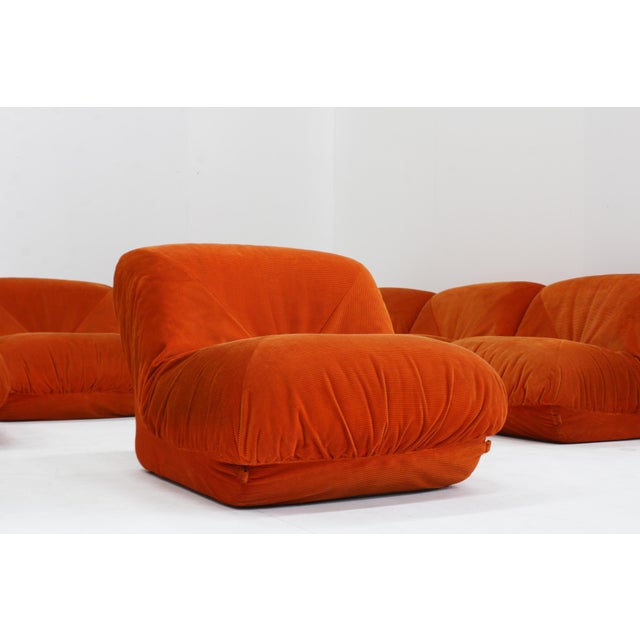 Patate Modular Sofa in Orange Corduroy from Airborne, 1970s, Set of 7 For Sale - Image 11 of 14