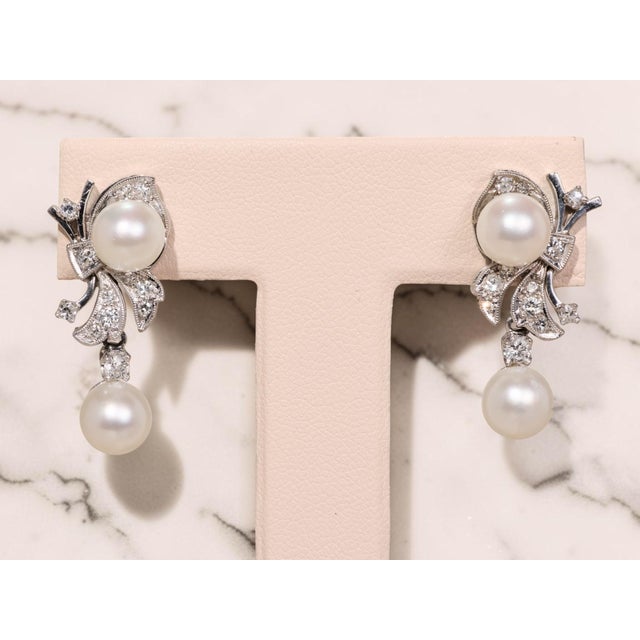 Silver The 182nd Street: Hollywood Glam Era Pearl and Diamond Dangler Earrings, 2 Pieces For Sale - Image 8 of 8