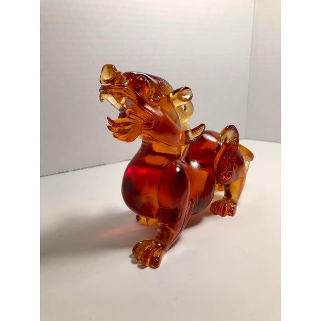 Vintage Amber Glass Feng Shui Pi Yao Pi Sou Pi Xiu Attracts Wealth For Sale - Image 4 of 7