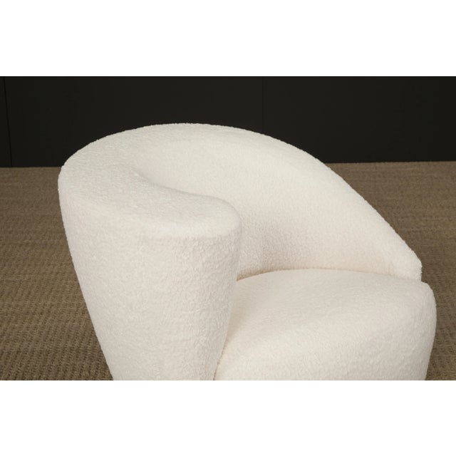 Vladimir Kagan Corkscrew Swivel Chairs for Directional in Bouclé, Signed - A Pair For Sale - Image 11 of 12