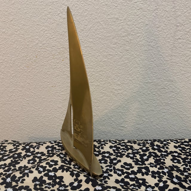 Mid-Century Modern Mid-Century Modern Solid Brass Sailboat Sculpture For Sale - Image 3 of 4
