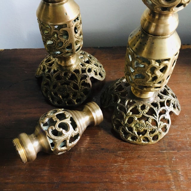 1960s Reticulated Vintage Brass Moroccan Candle Holders a Pair Chairish