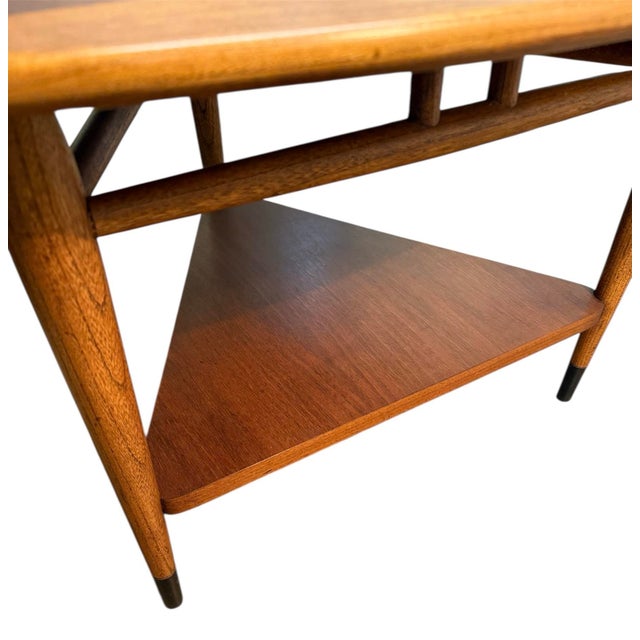 Burnt Umber 1960s Lane Acclaim Guitar Pick Triangle Side End Table For Sale - Image 8 of 11