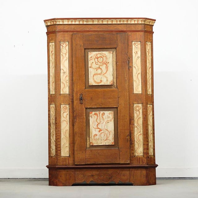 Rustic Farmhouse Folk Art Painted Bridal Cabinet, 1806 For Sale - Image 13 of 13