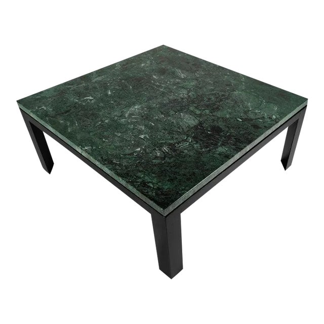Edward Wormley for Dunbar Green Marble Coffee Table Set on an Ebony Black Base, circa 1950 For Sale