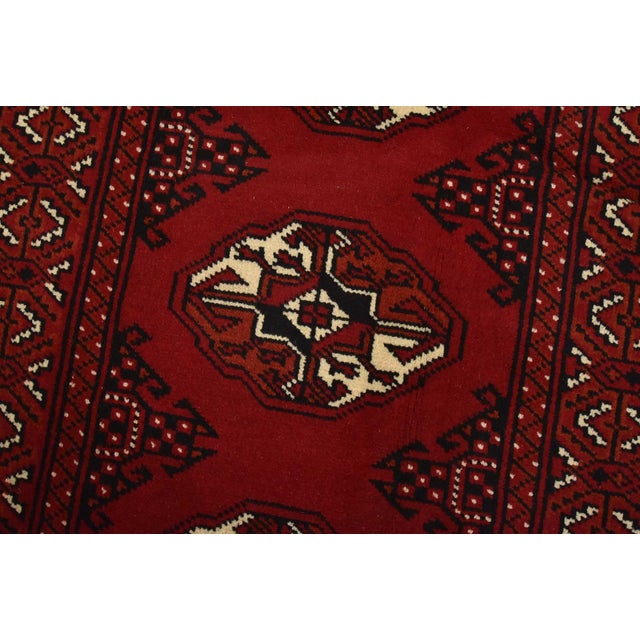 2000 - 2009 Turkmen Runner 2’6” X 9’7” Red Wool Vintage Tribal Hand-Knotted Oriental Rug For Sale - Image 5 of 13