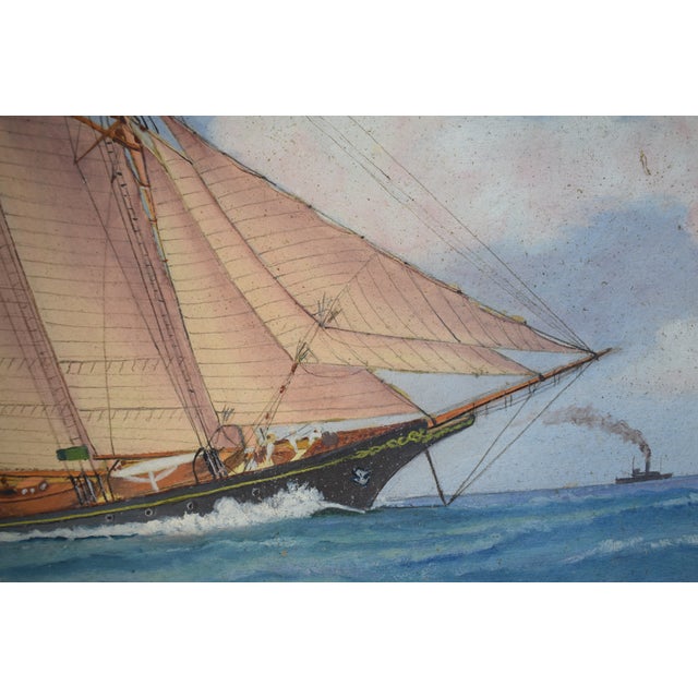 1940s Carll Tucker's Three-Masted Schooner Migrant W/ Nycc Burgee 1944 For Sale - Image 5 of 10