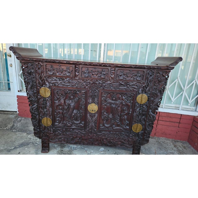 Antique Head Carved Wood Cabinet For Sale - Image 11 of 12