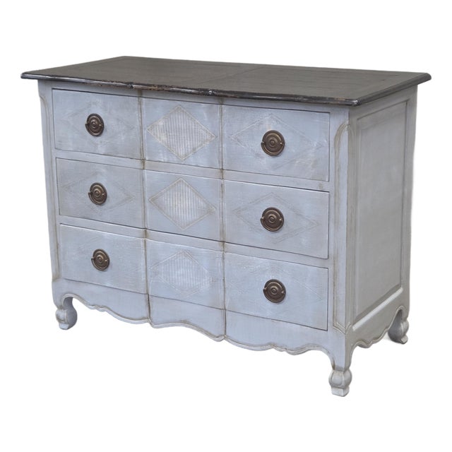 Vintage Swedish Rococo Style Chest of Three Drawers With Brass Hardware For Sale