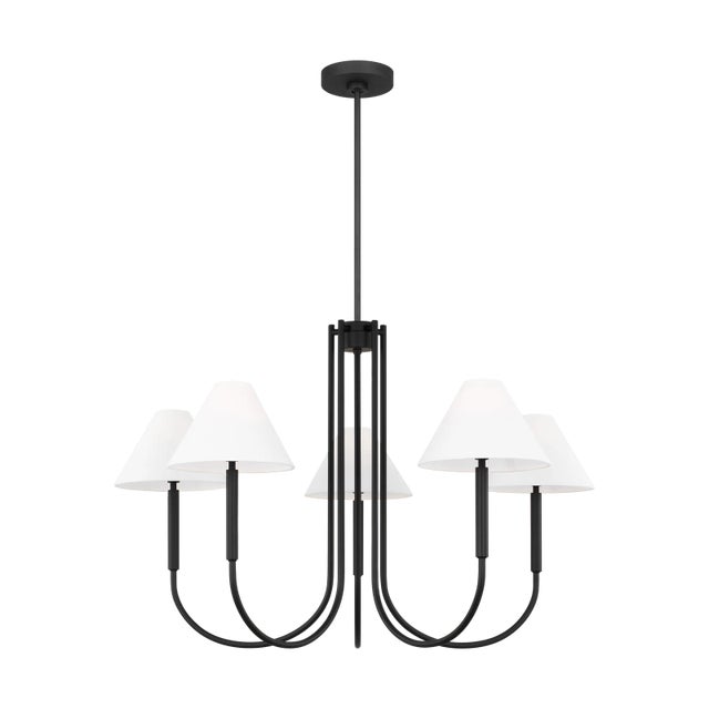 Modern and traditional meet in this updated J-arm style chandelier collection, with elongated candle tubes and empire...