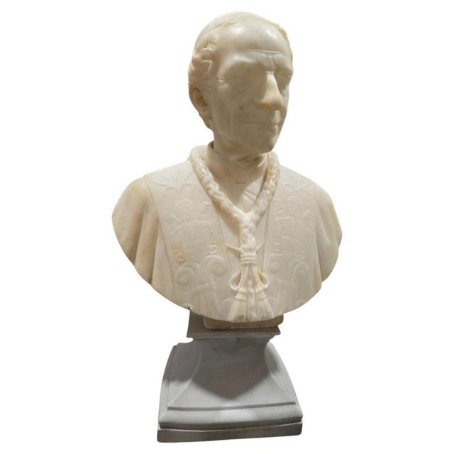 Unknown Artist, Bust of Pope Leo XIII, 19th Century, Alabaster on Later Porcelain Pedestal For Sale - Image 14 of 14