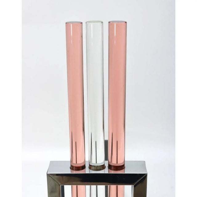 Metal Andirons French Art Deco Chrome & Glass For Sale - Image 7 of 12
