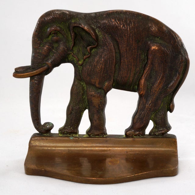 Pair of Vintage Bronze Elephant Bookends 1920's/30's For Sale - Image 4 of 8