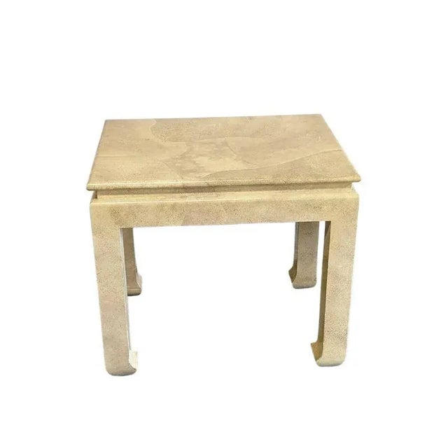 Mid-Century Modern Pair of Goatskin Karl Springer Style Side Tables For Sale - Image 3 of 4