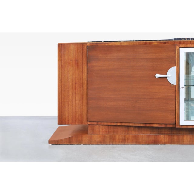 Maurice Rinck French Art Deco Walnut and Portoro Marble Credenza by Maurice Rinck, 1940s For Sale - Image 4 of 12